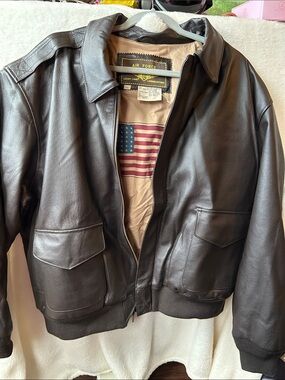 Air Force 100% Landing Leather Bomber Jacket - Brown size XXL